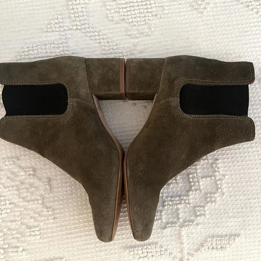 Madewell Olive Green genuine Suede ankle Booties Size 7 festival, music festival - Picture 3 of 11